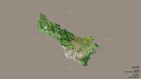 厄瓜多尔卡奇地区 以坚实的背景隔离在一个地理参考方块中 卫星图像 3D渲染 — 图库照片