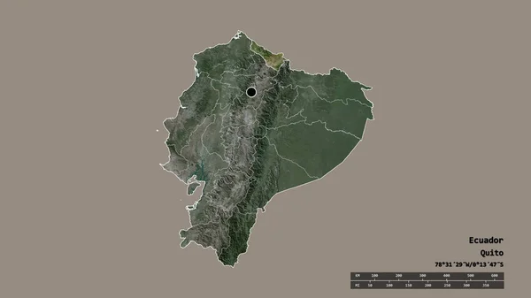 主要な地域部門と分離されたカルチ地域とエクアドルの荒廃した形 ラベル 衛星画像 3Dレンダリング — ストック写真