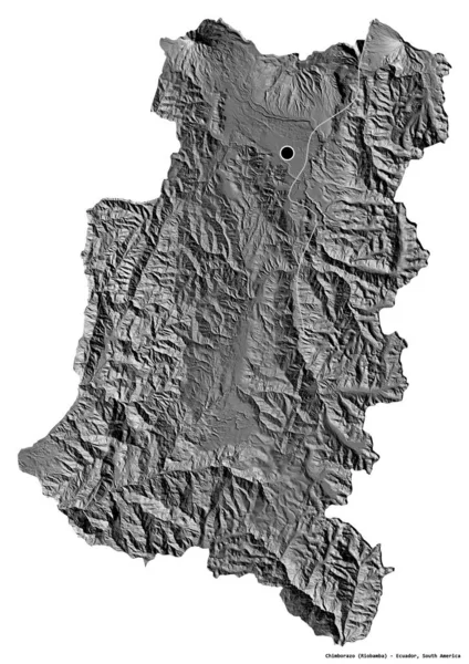 Kształt Chimborazo Prowincja Ekwador Stolicą Odizolowaną Białym Tle Dwupoziomowa Mapa — Zdjęcie stockowe