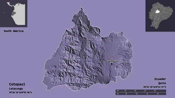 Forma Cotopaxi Província Equador Sua Capital Escala Distância Previews Rótulos — Fotografia de Stock