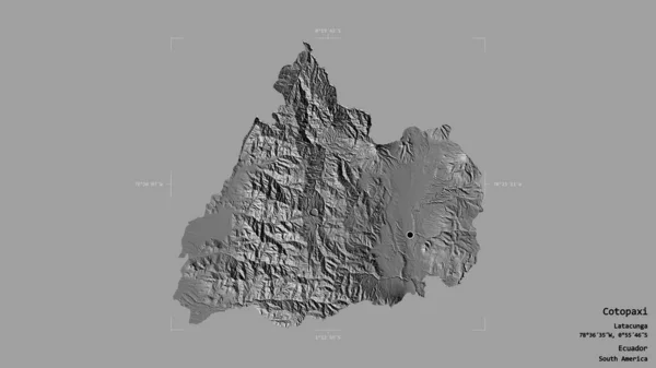 厄瓜多尔省科托帕西地区 在一个地理参照框的坚实背景上被隔离 Bilevel高程图 3D渲染 — 图库照片
