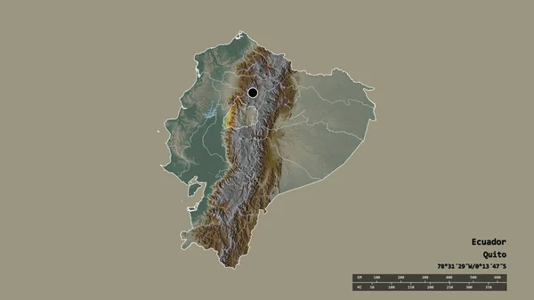 主要な地域部門と分離されたコトパキシ地域とエクアドルの荒廃した形 ラベル 地形図 3Dレンダリング — ストック写真