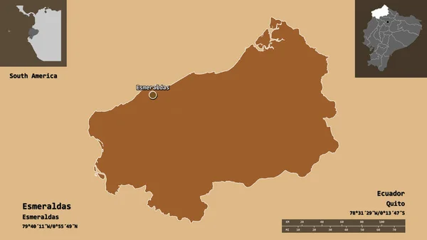 Form Von Esmeraldas Provinz Ecuador Und Seiner Hauptstadt Entfernungsskala Vorschau — Stockfoto