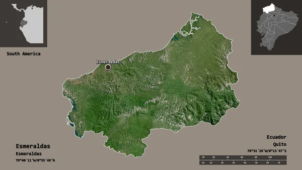 Form Esmeraldas Provinsen Ecuador Och Dess Huvudstad Avståndsskala Förhandsvisningar Och — Stockfoto