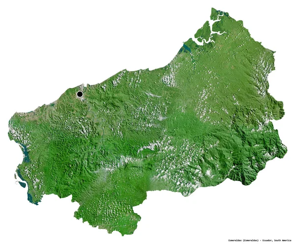 Форма Есмеральдас Провінція Еквадор Столицею Ізольованою Білому Тлі Супутникові Знімки — стокове фото