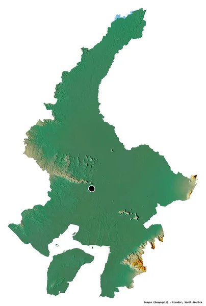 Форма Гуаяс Провинция Эквадор Столицей Изолированы Белом Фоне Топографическая Карта — стоковое фото