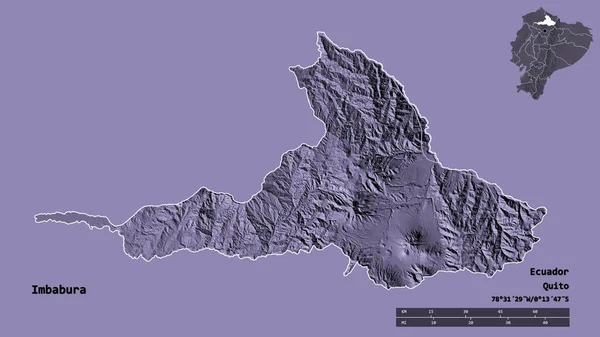 Form Imbabura Provinsen Ecuador Med Huvudstaden Isolerad Solid Bakgrund Avståndsskala — Stockfoto