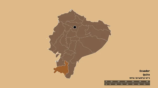 Die Ungesättigte Form Ecuadors Mit Seiner Hauptstadt Der Wichtigsten Regionalen — Stockfoto