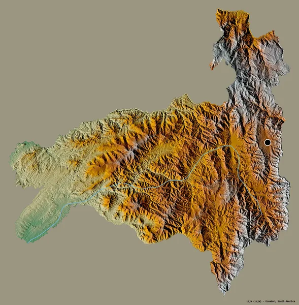 Форма Лохи Провинции Эквадор Столицей Изолированной Сплошном Цветном Фоне Топографическая — стоковое фото