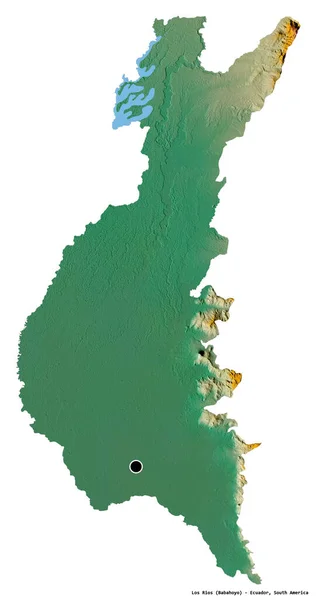 Kształt Los Rios Prowincja Ekwador Stolicą Odizolowaną Białym Tle Mapa — Zdjęcie stockowe