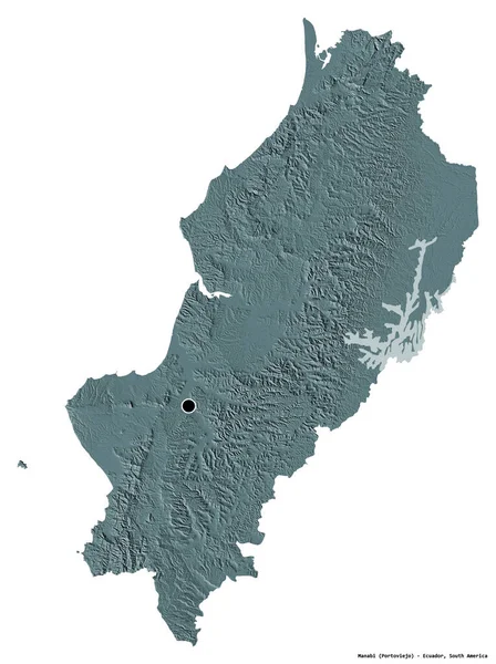 에콰도르의 마나비 지방의 형상이며 수도는 배경에 고립되어 지형도 렌더링 — 스톡 사진