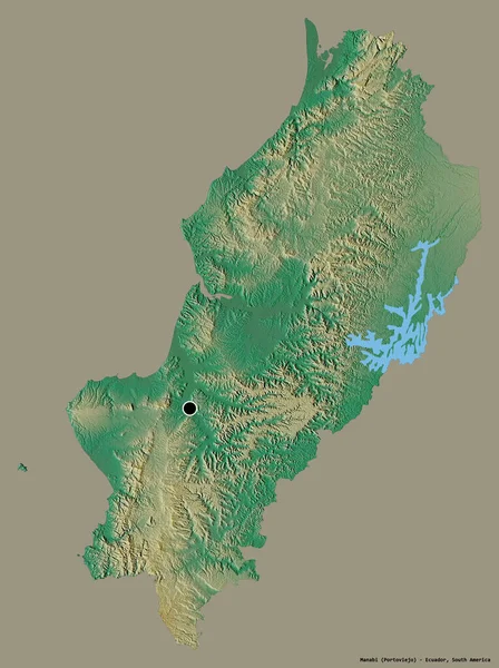 Форма Манаби Провинция Эквадор Столицей Изолированной Прочном Цветном Фоне Топографическая — стоковое фото