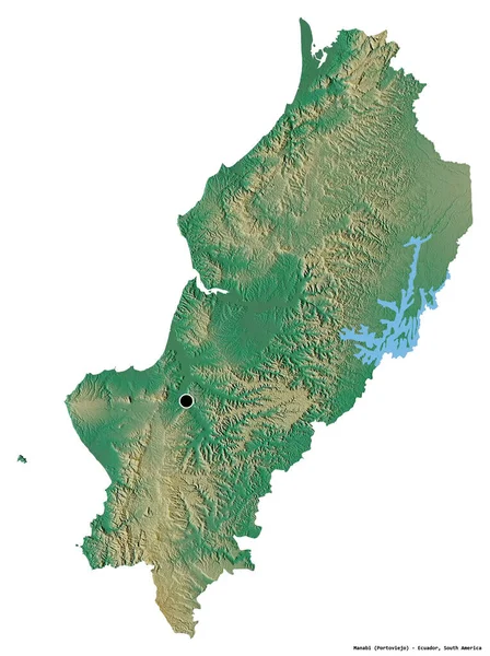 Manabi Ekvador Eyaleti Başkenti Beyaz Arka Planda Izole Edilmiş Topografik — Stok fotoğraf