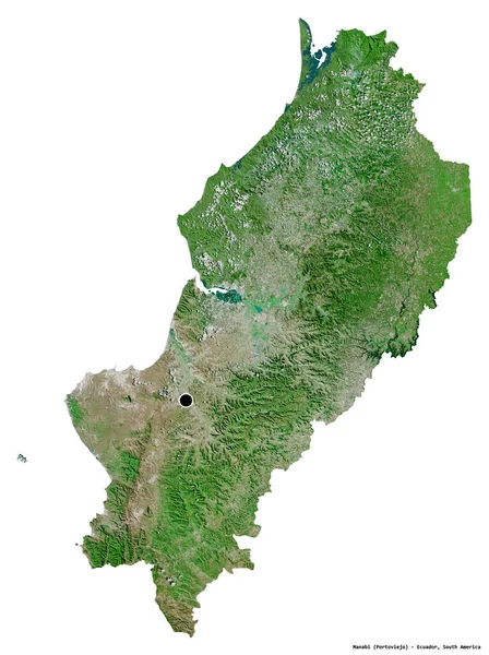 Форма Манаби Провинции Эквадор Столицей Изолированной Белом Фоне Спутниковые Снимки — стоковое фото