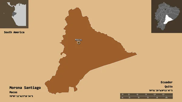Tvar Morony Santiago Provincie Ekvádor Její Hlavní Město Měřítko Vzdálenosti — Stock fotografie