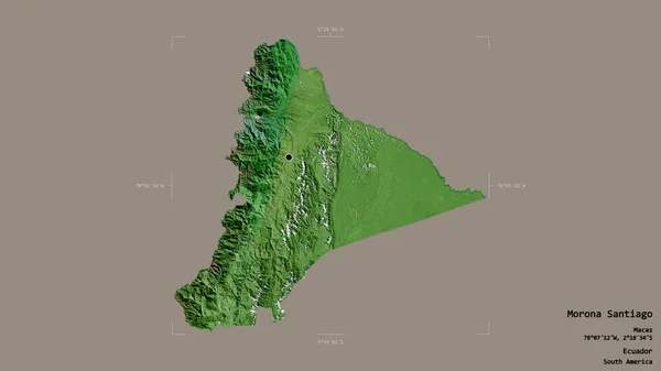 厄瓜多尔省莫罗纳圣地亚哥的一个地区 在一个地理参考方块中被坚实的背景隔离 卫星图像 3D渲染 — 图库照片