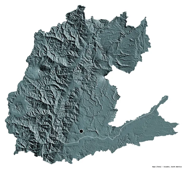 Kształt Napo Prowincja Ekwador Stolicą Odizolowaną Białym Tle Kolorowa Mapa — Zdjęcie stockowe