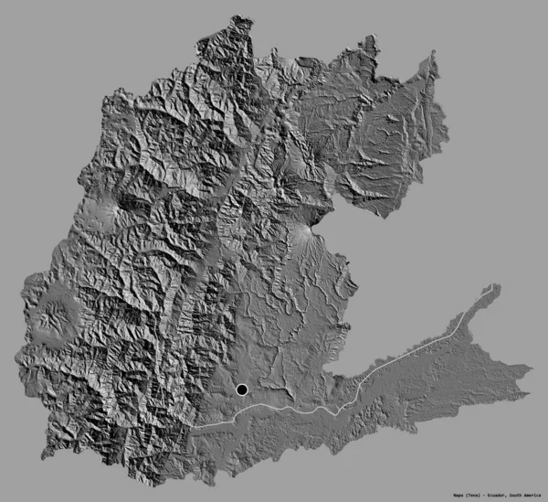 厄瓜多尔纳波省纳波市的形状 其首府以纯色背景隔离 Bilevel高程图 3D渲染 — 图库照片