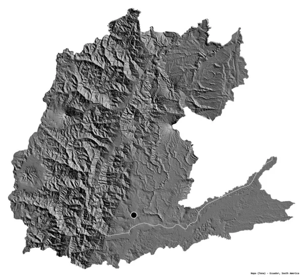 厄瓜多尔Napo省的形状 其首都因白色背景而孤立 Bilevel高程图 3D渲染 — 图库照片