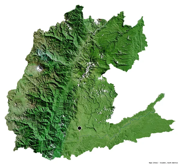 Shape Napo Province Ecuador Its Capital Isolated White Background Satellite — Stock Photo, Image