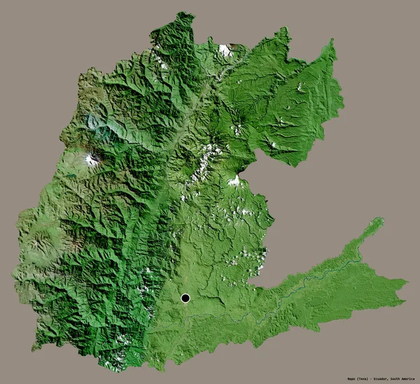 エクアドルのナポ州の形で その首都はしっかりとした色の背景に隔離されています 衛星画像 3Dレンダリング — ストック写真