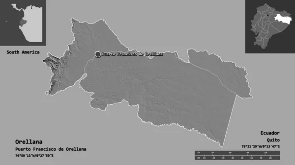 Форма Орельяны Провинции Эквадор Столицы Шкала Расстояний Предварительные Просмотры Метки — стоковое фото