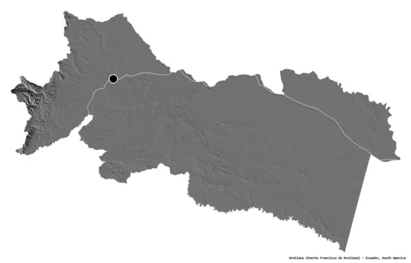 Vorm Van Orellana Provincie Ecuador Met Als Hoofdstad Geïsoleerd Witte — Stockfoto