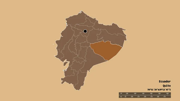 Forme Désaturée Équateur Avec Capitale Principale Division Régionale Région Séparée — Photo