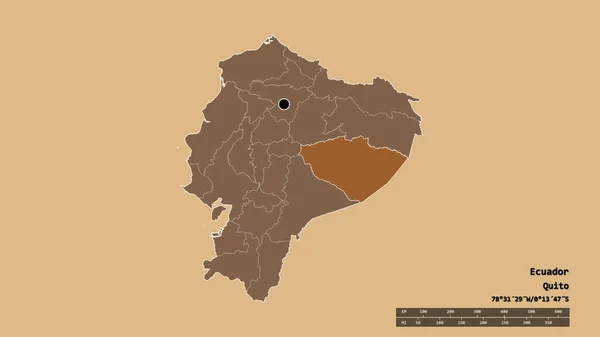Zdesperowany Kształt Ekwadoru Stolicą Głównym Oddziałem Regionalnym Oddzielonym Obszarem Pastazy — Zdjęcie stockowe