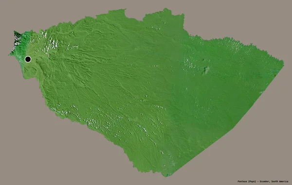 Forma Pastaza Provincia Ecuador Con Capital Aislada Sobre Fondo Color —  Fotos de Stock