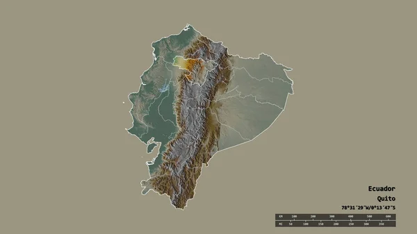 Afgebroken Vorm Van Ecuador Met Haar Hoofdstad Belangrijkste Regionale Divisie — Stockfoto