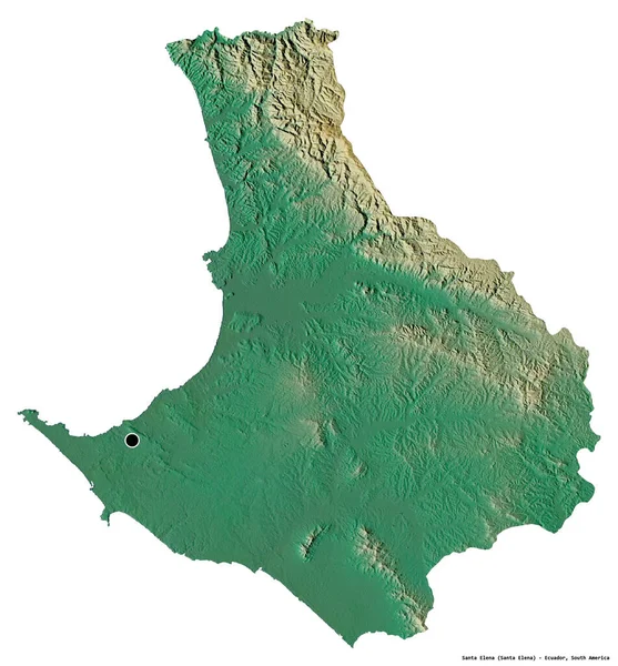 Kształt Santa Elena Prowincja Ekwadoru Stolicą Odizolowaną Białym Tle Mapa — Zdjęcie stockowe