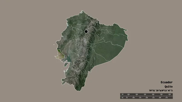 主要な地域部門と分離されたサンタ エレナ地域とエクアドルの荒廃した形 ラベル 衛星画像 3Dレンダリング — ストック写真