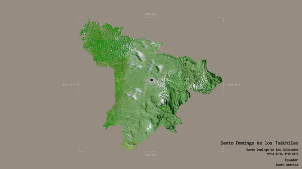 エクアドルの省 サントドミンゴ ツァヒラスのエリアは 洗練された境界ボックスにしっかりとした背景に隔離されています ラベル 衛星画像 3Dレンダリング — ストック写真