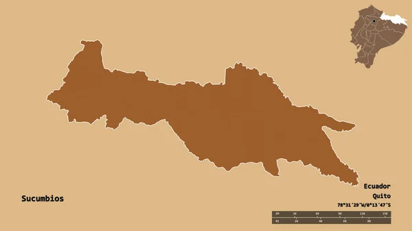 Forma Sucumbios Província Equador Com Sua Capital Isolada Fundo Sólido — Fotografia de Stock