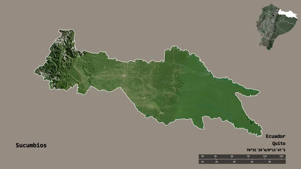 Форма Сукумбиоса Провинции Эквадор Столицей Изолированной Прочном Фоне Дистанционный Масштаб — стоковое фото