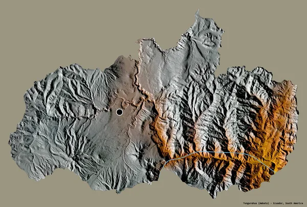 厄瓜多尔通古拉瓦省的形状 其首都以纯色背景隔离 地形浮雕图 3D渲染 — 图库照片