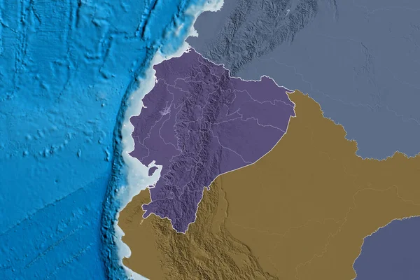 Área Extendida Ecuador Con Contorno País Fronteras Internacionales Regionales Mapa — Foto de Stock