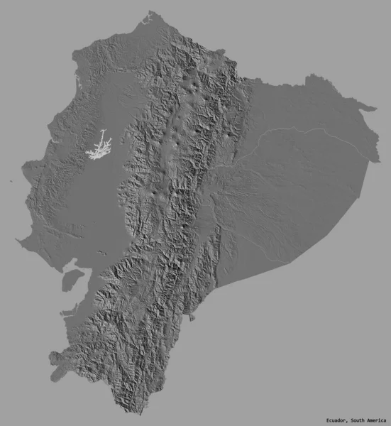 Forma Ecuador Con Capital Aislado Sobre Fondo Color Sólido Mapa — Foto de Stock