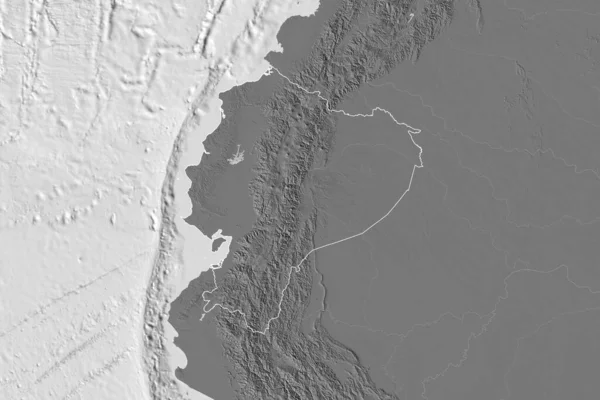 Área Extendida Del Delineado Ecuador Mapa Elevación Bilevel Renderizado — Foto de Stock