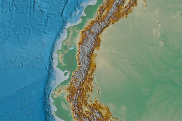 Extended Area Ecuador Topographic Relief Map Rendering — Stock Photo, Image