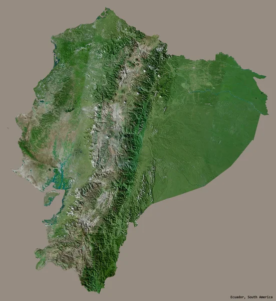 厄瓜多尔的形状 其首都隔离在一个坚实的色彩背景 卫星图像 3D渲染 — 图库照片