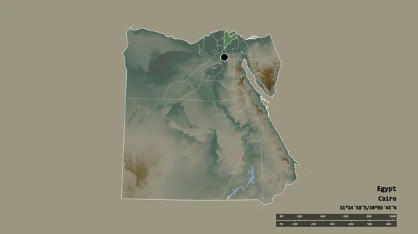 Forma Desnaturalizada Egipto Con Capital División Regional Principal Zona Separada — Foto de Stock