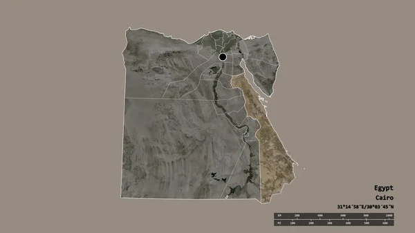 主要な地域部門と分離されたAl Bahr Ahmar地域とエジプトの荒廃した形 ラベル 衛星画像 3Dレンダリング — ストック写真