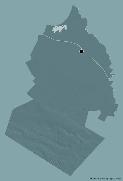 埃及省Al Buhayrah的形状 其首都以纯色背景隔离 彩色高程图 3D渲染 — 图库照片