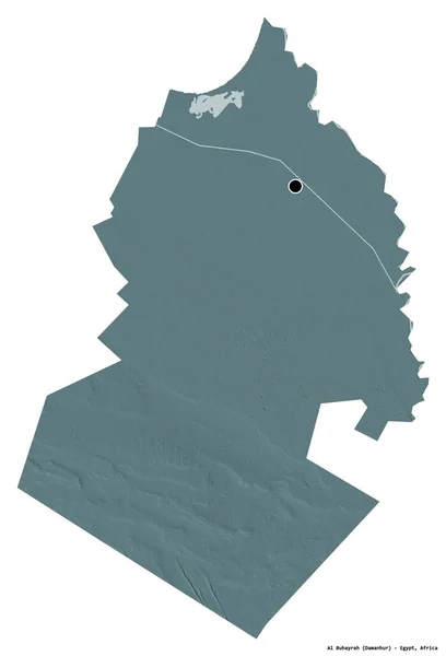 埃及省Al Buhayrah的形状 其首都被白色背景隔离 彩色高程图 3D渲染 — 图库照片