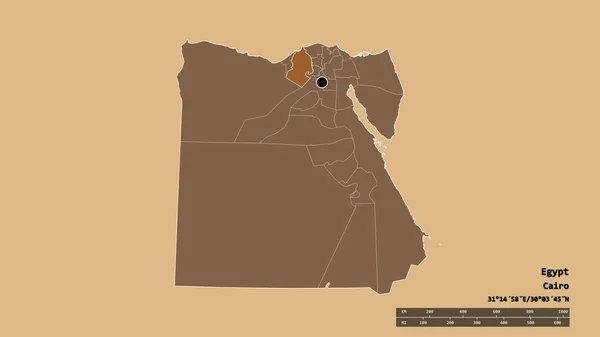 Desaturated Shape Egypt Its Capital Main Regional Division Separated Buhayrah — Stock Photo, Image