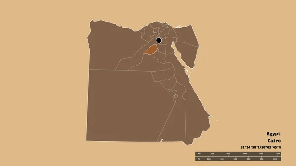 Egyiptom Kiszáradt Alakja Fővárosával Regionális Divízióval Szétválasztott Fayyum Területtel Címkék — Stock Fotó