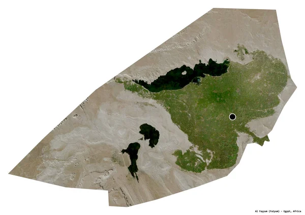 埃及省Al Fayyum的形状 其首都被白色背景隔离 卫星图像 3D渲染 — 图库照片