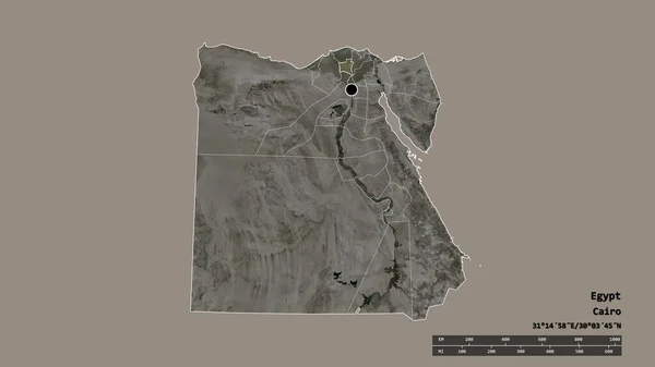 主要な地域部門と分離されたアル ガルビヤ地域とエジプトの荒廃した形 ラベル 衛星画像 3Dレンダリング — ストック写真